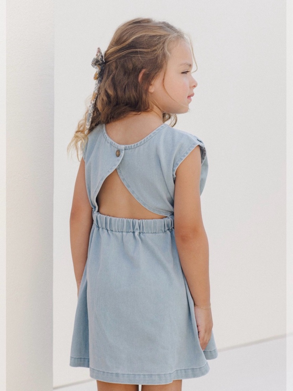 Rylee + Cru Ocean Denim Mini Dress | Lightweight A-Line Pocket Dress 4-5
